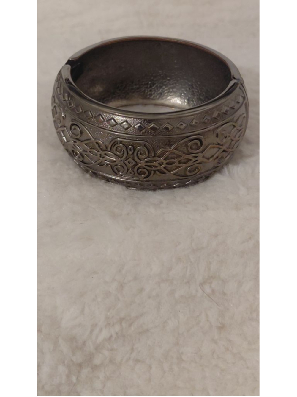 Women's Silver Tone Etched Cuff Bracelet One Size Brass